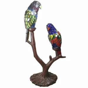 Clayre&Eef Lampe décorative 6017, deux perroquets, Tiffany^ Lampes Décoratives
