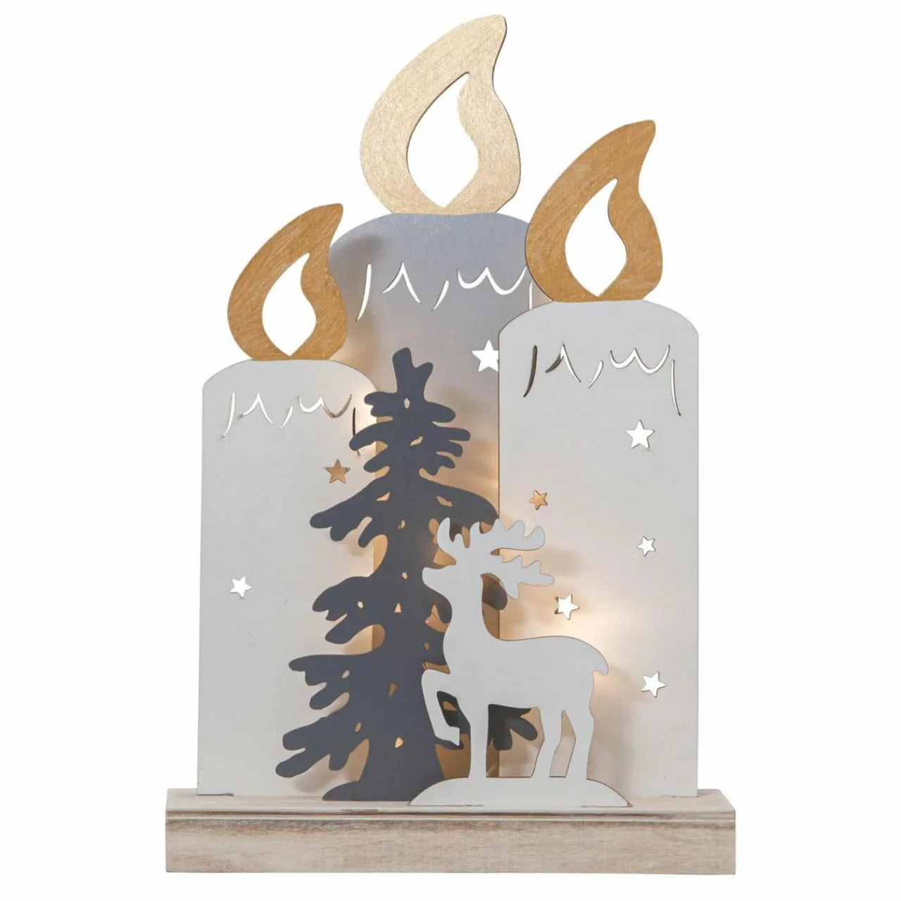 STAR TRADING Lampe décorative LED Fauna, bougie, arbre et cerf^ Lumière De Noël