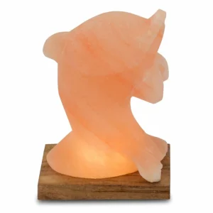 Wagner Life Lampe de sel LED dauphin avec socle, ambre^ Lampes Décoratives