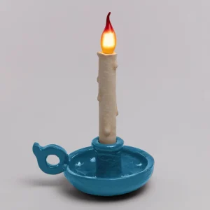 SELETTI Lampe de table déco LED Grimm Bugia bougie bleue^ Lampes Décoratives