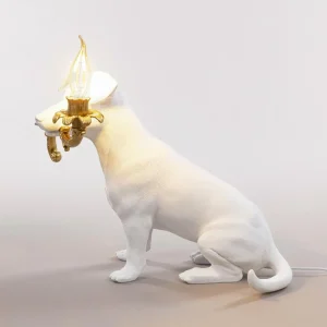 SELETTI Lampe de table déco LED Rio, chien en blanc^ Lampes Décoratives
