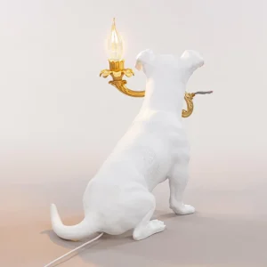 SELETTI Lampe de table déco LED Rio, chien en blanc^ Lampes Décoratives