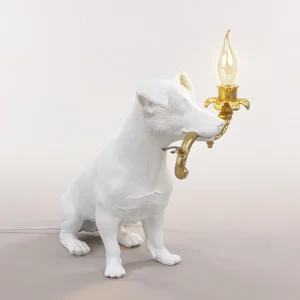SELETTI Lampe de table déco LED Rio, chien en blanc^ Lampes Décoratives