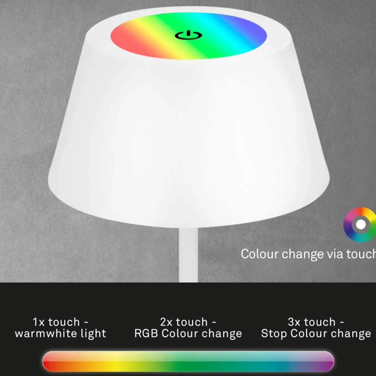 Briloner Lampe de table LED Kiki avec lampe à poser LED rechargeable RGBW, blanc^ Lampes Décoratives