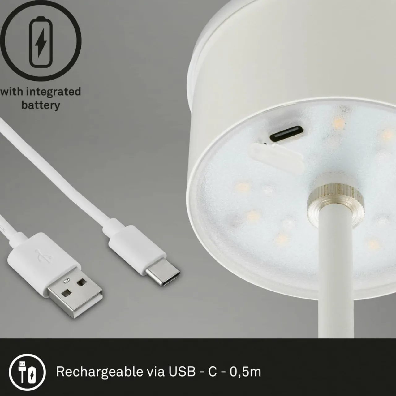 Briloner Lampe de table LED Kiki avec lampe à poser LED rechargeable RGBW, blanc^ Lampes Décoratives