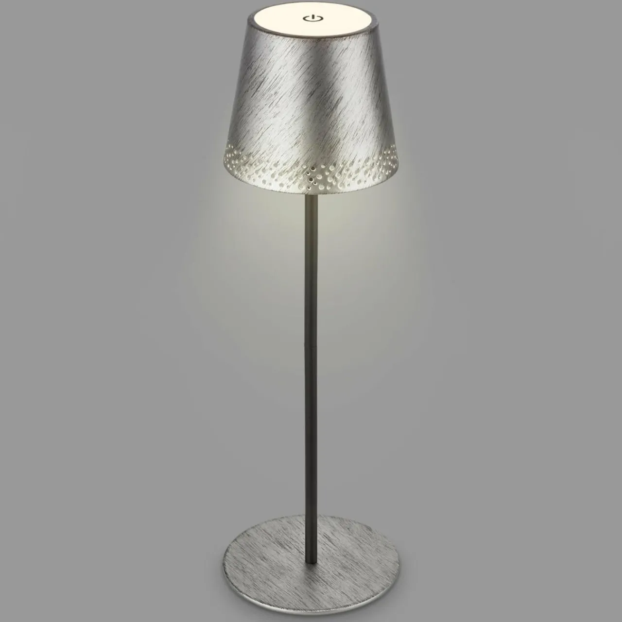 Briloner Lampe de table LED Kiki avec poser rechargeable 3.000K argent antique^ Lampes Décoratives