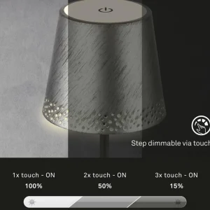 Briloner Lampe de table LED Kiki avec poser rechargeable 3.000K argent antique^ Lampes Décoratives