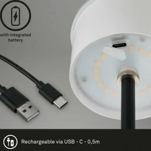 Briloner Lampe de table LED Kiki avec poser rechargeable 3.000K argent antique^ Lampes Décoratives