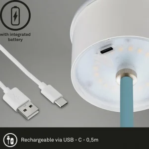 Briloner Lampe de table LED Kiki avec poser rechargeable 3.000K, bleu pigeon^ Lampes Décoratives