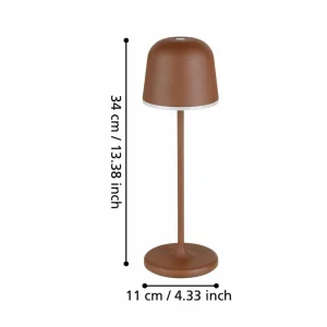 EGLO Lampe de table LED Mannera, batterie, brun rouille^ Lampes Décoratives
