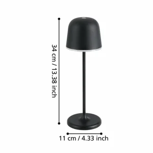EGLO Lampe de table LED Mannera, batterie, noire^ Lampes Décoratives