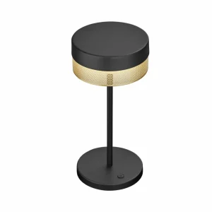 HELL Lampe de table LED Mesh rechargeable, hauteur 30cm noir/or^ Lampes Décoratives