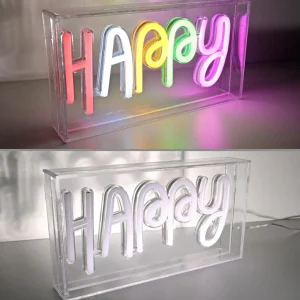 JUST LIGHT. Lampe de table LED Neon Happy, USB^ Lampes Décoratives