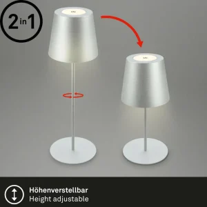 Briloner Lampe de table LED rechargeable 7508014 chrome mat 2.700 K IP44 Touchdim^ Lampes Décoratives