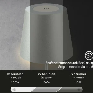 Briloner Lampe de table LED rechargeable 7508014 chrome mat 2.700 K IP44 Touchdim^ Lampes Décoratives