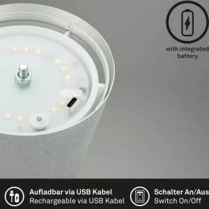 Briloner Lampe de table LED rechargeable 7508014 chrome mat 2.700 K IP44 Touchdim^ Lampes Décoratives