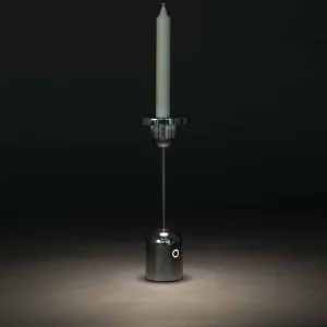 Konstsmide Lampe de table LED rechargeable Cassis, argenté, aluminium, IP54, CCT^ Lampes Décoratives