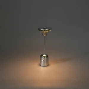 Konstsmide Lampe de table LED rechargeable Cassis, argenté, aluminium, IP54, CCT^ Lampes Décoratives