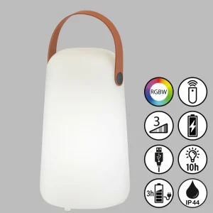 FH Lighting Lampe de table LED rechargeable Collgar, blanc, hauteur 21 cm^ Lampes Décoratives