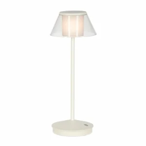Mantra Iluminación Lampe de table LED rechargeable K5, blanc, aluminium, IP54, intensité^ Lampes Décoratives