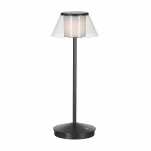 Mantra Iluminación Lampe de table LED rechargeable K5, noir, aluminium, IP54, intensité^ Lampes Décoratives