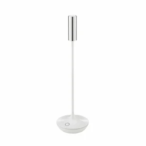 Sigor Lampe de table LED rechargeable Nucandle, blanc/argent, IP54, intensité variable^ Lampes Décoratives