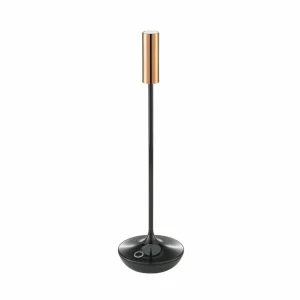 Sigor Lampe de table LED rechargeable Nucandle, noir/cuivre, IP54, intensité variable^ Lampes Décoratives