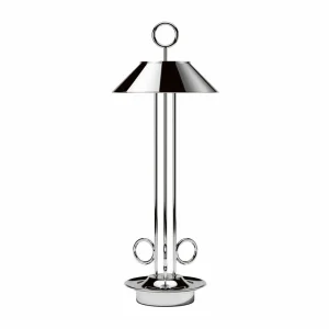 Sigor Lampe de table LED rechargeable Nudiderot, chrome, aluminium, IP54, intensité^ Lampes Décoratives