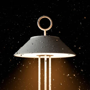 Sigor Lampe de table LED rechargeable Nudiderot, chrome, aluminium, IP54, intensité^ Lampes Décoratives