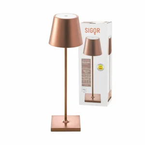 Sigor Lampe de table LED rechargeable Nuindie, bronze, Easy Connect, IP54^ Lampes Décoratives