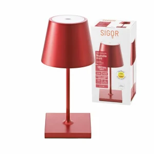 Sigor Lampe de table LED rechargeable Nuindie mini, Easy Connect, rouge,^ Lampes Décoratives