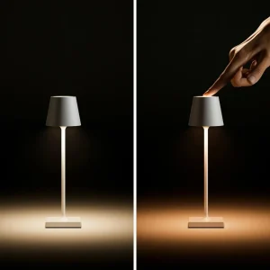 Sigor Lampe de table LED rechargeable Nuindie pocket, gris, IP54, intensité variable^ Lampes Décoratives
