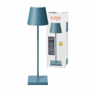 Sigor Lampe de table LED rechargeable Nuindie, USB-C, bleu, IP54, intensité variable^ Lampes Décoratives
