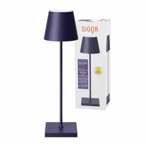 Sigor Lampe de table LED rechargeable Nuindie, USB-C, prune, IP54, intensité variable^ Lampes Décoratives