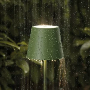 Sigor Lampe de table LED rechargeable Nuindie, USB-C, vert sapin, IP54,^ Lampes Décoratives