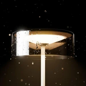 Sigor Lampe de table LED rechargeable Numotion, argent, verre, IP54, intensité^ Lampes Décoratives