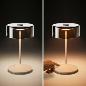 Sigor Lampe de table LED rechargeable Numotion, beige, verre, IP54, intensité variable^ Lampes Décoratives
