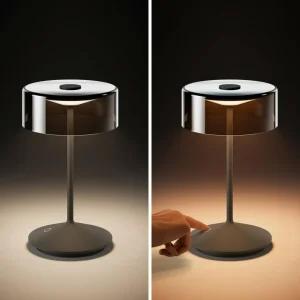 Sigor Lampe de table LED rechargeable Numotion, graphite, verre, IP54, intensité^ Lampes Décoratives