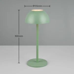 Reality Leuchten Lampe de table LED rechargeable Ricardo, vert, hauteur 30 cm, plastique^ Lampes Décoratives