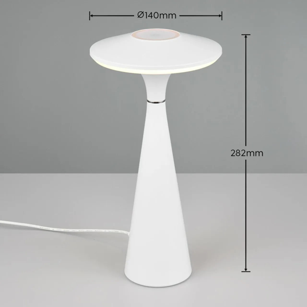 Reality Leuchten Lampe de table LED rechargeable Torrez, blanc, hauteur 28,5 cm, CCT^ Lampes Décoratives
