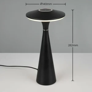 Reality Leuchten Lampe de table LED rechargeable Torrez, noir, hauteur 28,5 cm, CCT^ Lampes Décoratives