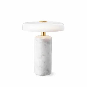 DESIGN BY US Lampe de table LED rechargeable Trip, blanc / blanc, marbre, verre, IP44^ Lampes Décoratives