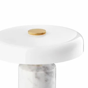DESIGN BY US Lampe de table LED rechargeable Trip, blanc / blanc, marbre, verre, IP44^ Lampes Décoratives