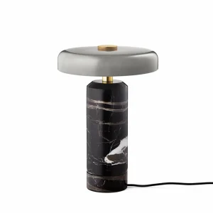 DESIGN BY US Lampe de table LED rechargeable Trip, gris / gris, marbre, verre, IP44^ Lampes Décoratives
