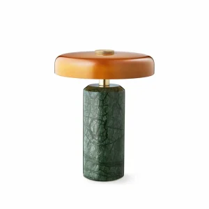 DESIGN BY US Lampe de table LED rechargeable Trip, vert / orange, marbre, verre, IP44^ Lampes Décoratives