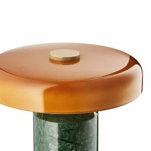 DESIGN BY US Lampe de table LED rechargeable Trip, vert / orange, marbre, verre, IP44^ Lampes Décoratives