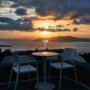 Mantra Iluminación Lampe de table LED Relax avec pied, blanc, rechargeable, IP54^ Lampes Décoratives