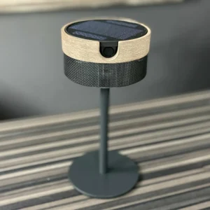 Les Jardins Lampe de table solaire à LED Bateak, noir / gris teck, 2.700 K^ Lampes Décoratives