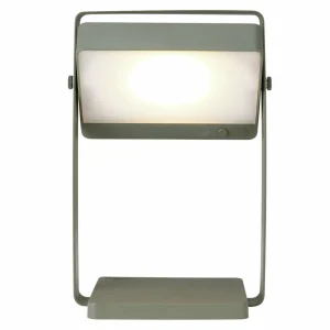 Nordlux Lampe de table solaire LED Saulio, vert olive, IP44, aluminium, USB,^ Lampes Décoratives