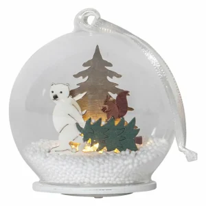 STAR TRADING Lampe LED Forest Friends, ours blanc avec arbre^ Lumière De Noël